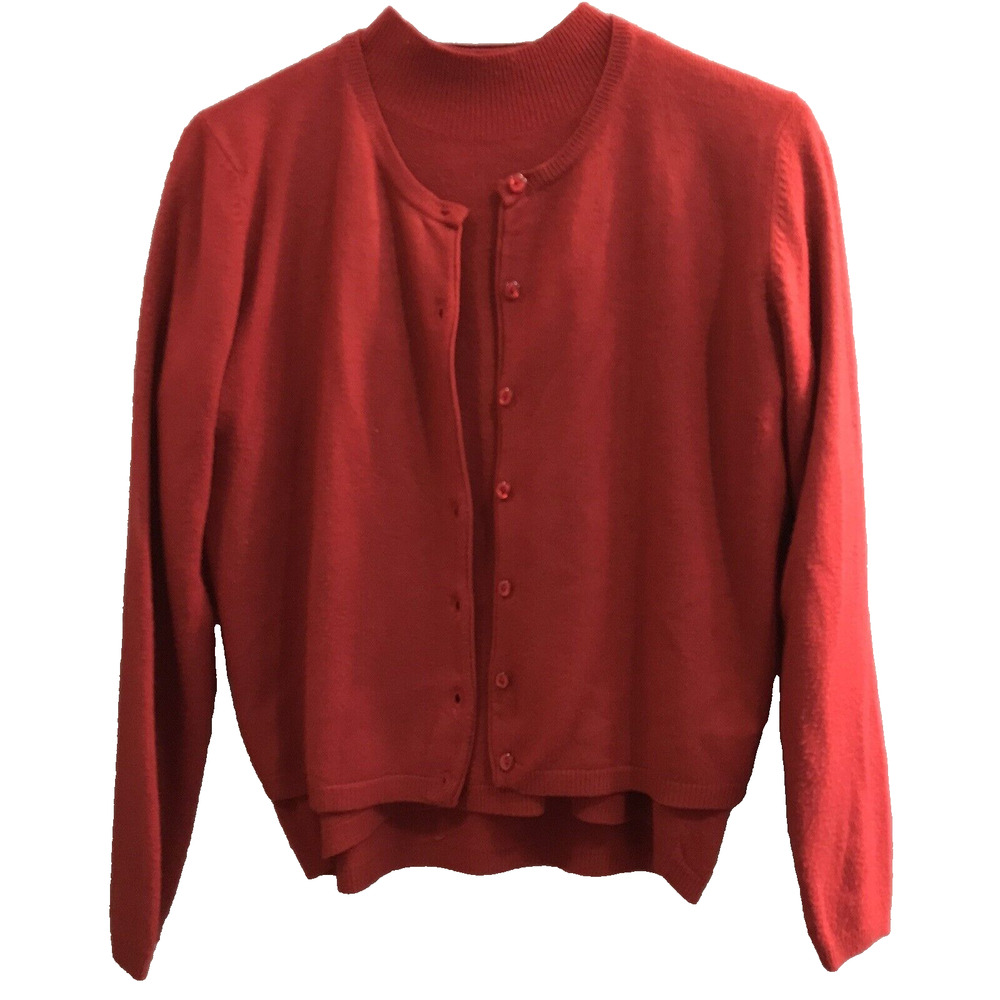Paul Harris Designs Sweater Set Womens Size M Medium Red Cardigan Top Knit Soft